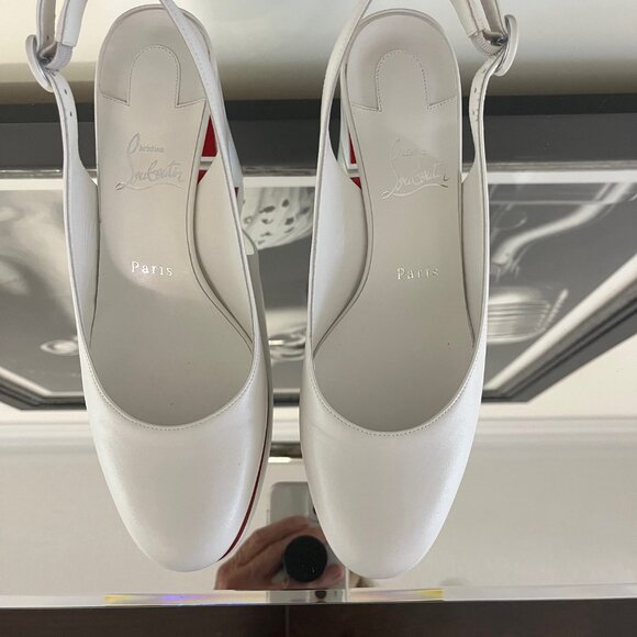 New Christian Louboutin Size 9 Slingback White Summer Shoes - Never Worn - Picture 10 of 13